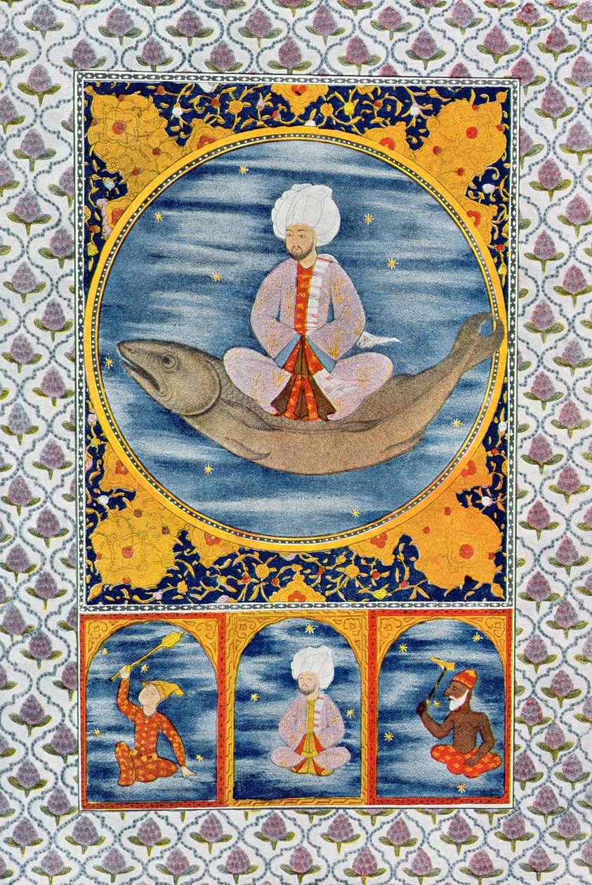 Abdallah de la mer, illustration de Les Mille et Une Nuits, 1895 (gravure en couleur) - French School