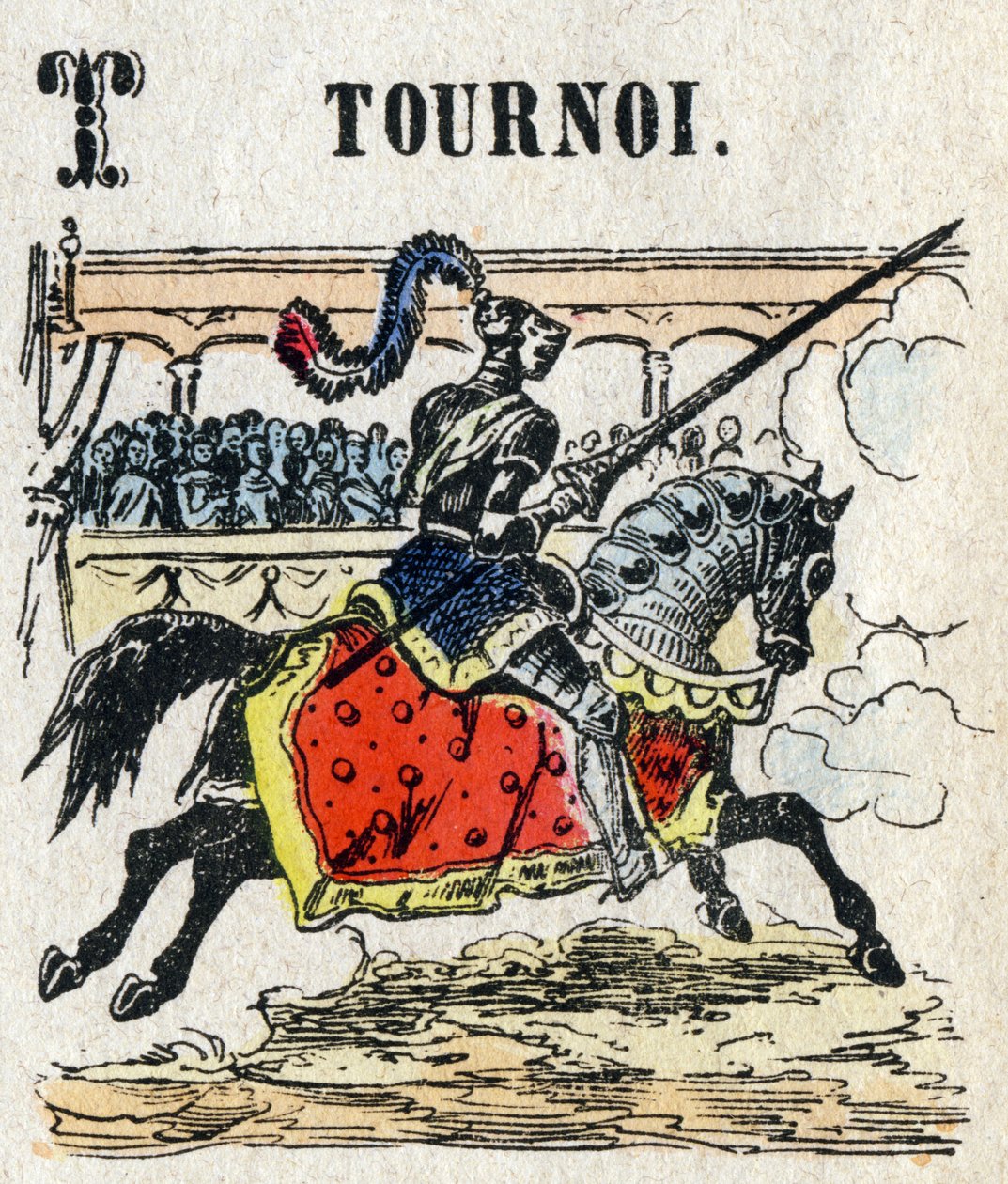 Abécédaire. Lettre T comme Tournoi. Petit alphabet encyclopédique, série populaire. Imagerie d
