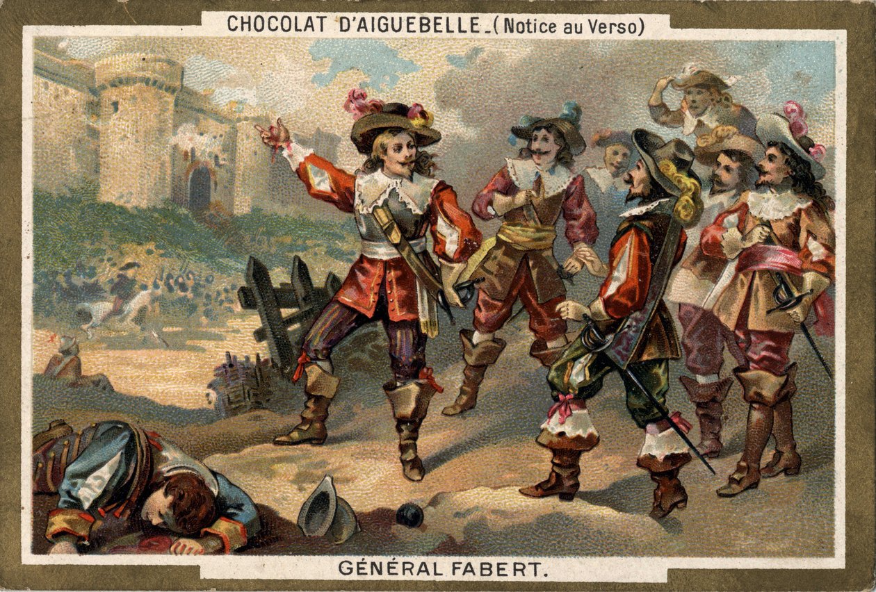Abraham de Fabert (1599-1662), maréchal de France, lors du siège de Stenay (département de la Meuse) en 1654. Chromolithographie du 19ème siècle - French School