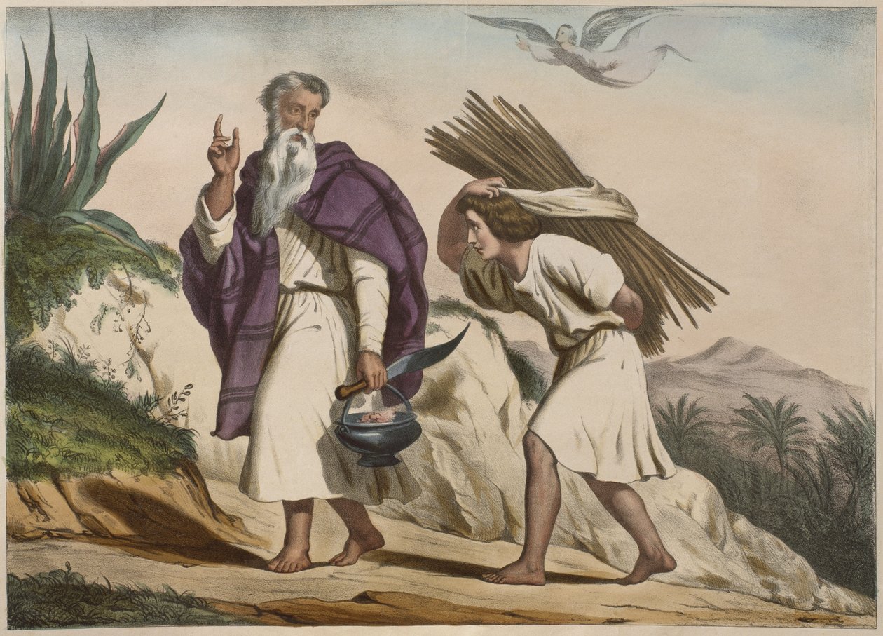 Abraham emmenant Isaac au mont Moriah, illustration d