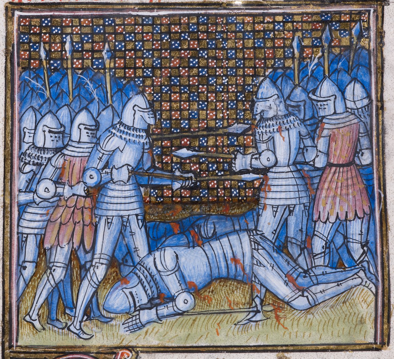 Mort de Sir John Chandos. Une bataille médiévale, illumination de 