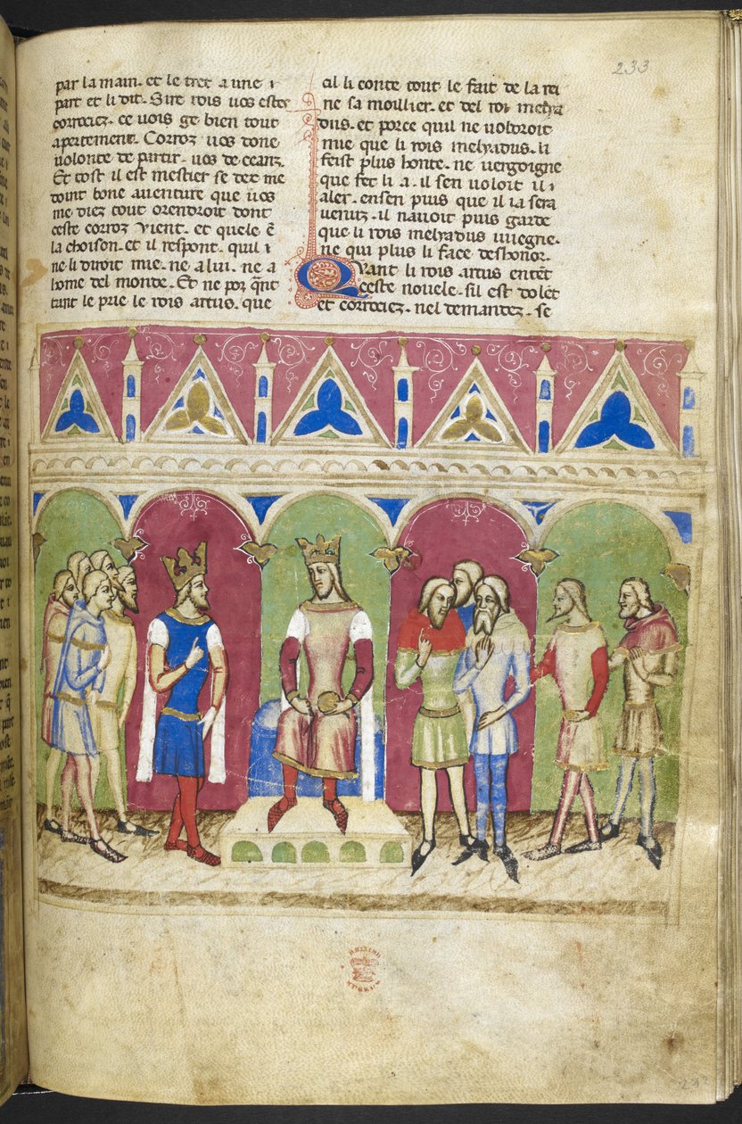 Add. MS 12228, f.223, Roman du Roy Meliadus de Leonnoys, c.1352 (parchemin) - French School