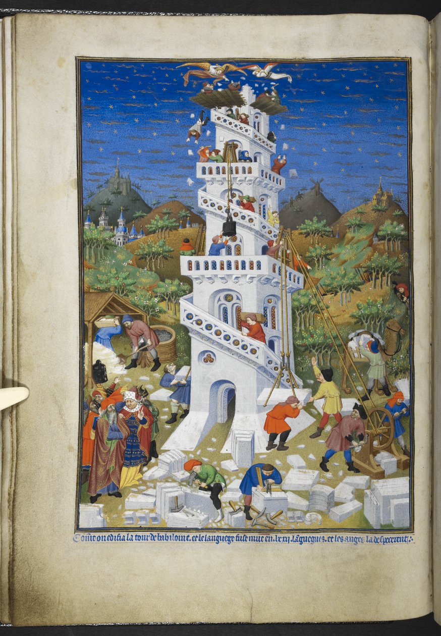 Construction de la tour de Babel, du Livre d