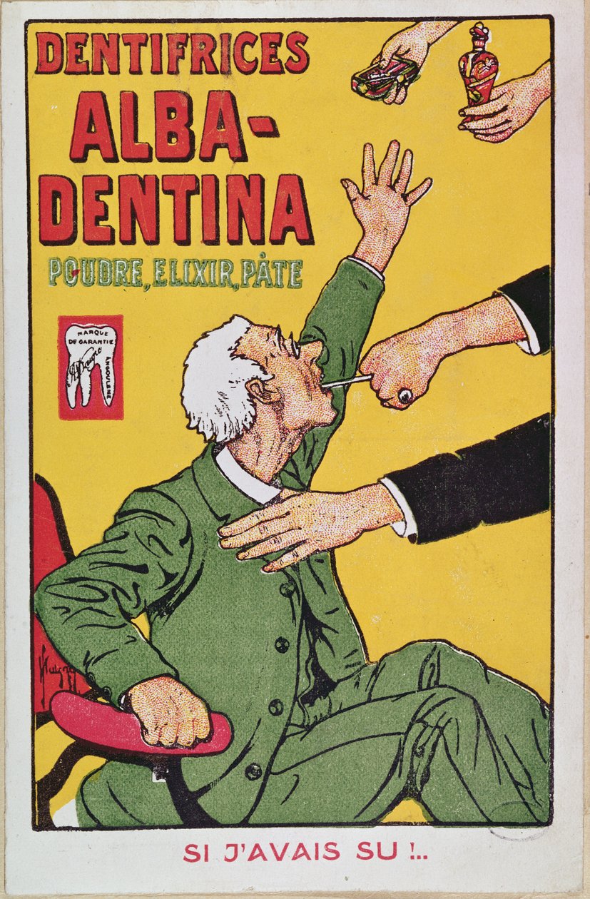 Publicité pour le dentifrice Alba-Dentina, vers 1900 - French School