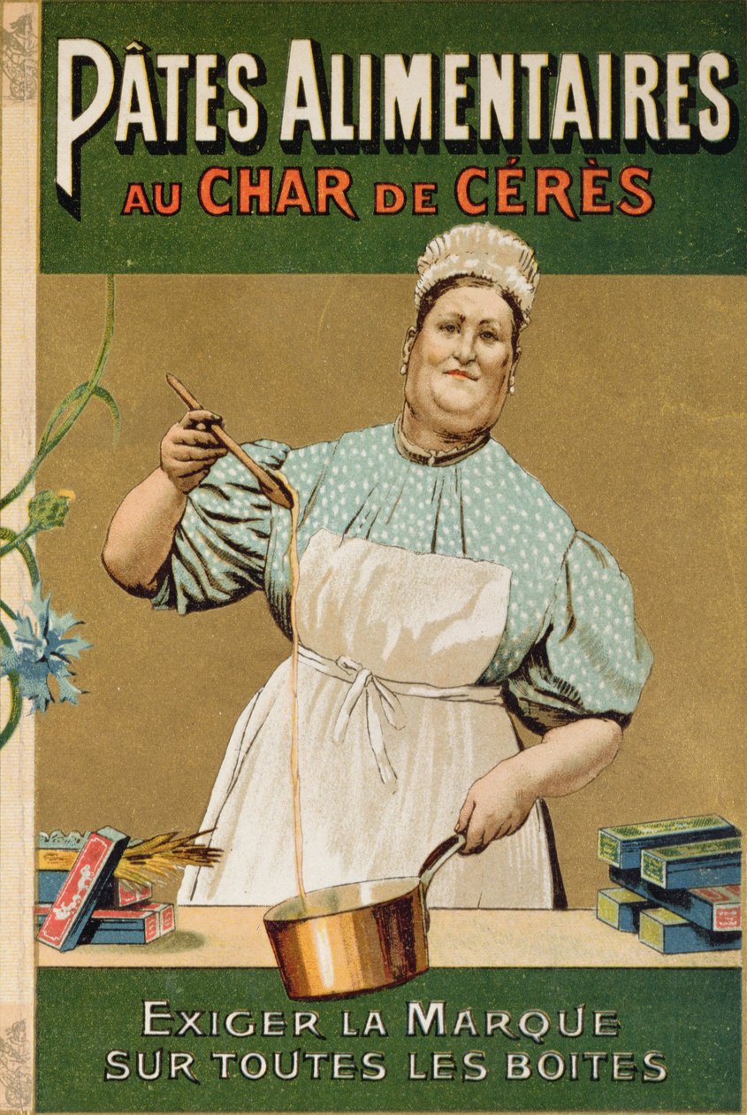 Publicité pour les pâtes Au Char de Cérès, vers 1900 - French School