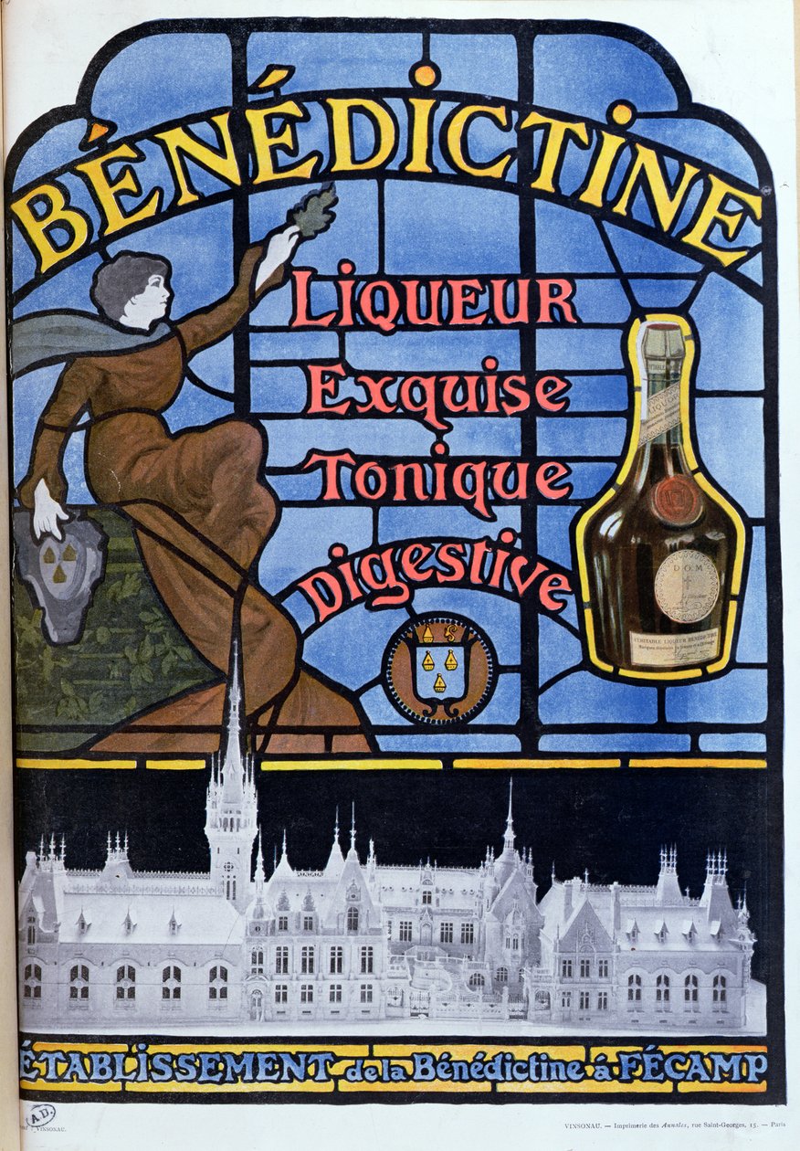Publicité pour la liqueur Bénédictine, début du XXe siècle - French School