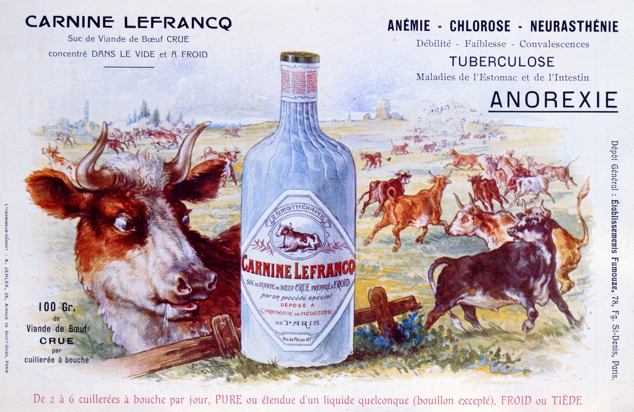 Publicité pour Carnine Lefrancq, publiée dans le magazine médical Chanteclair, début du XXe siècle - French School