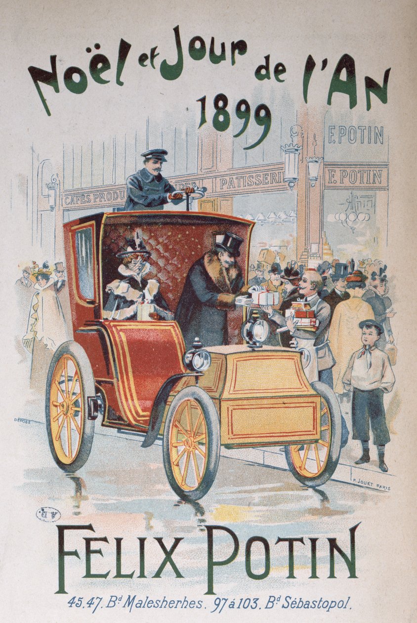 Publicité pour Félix Potin, Noël et Nouvel An 1899 - French School