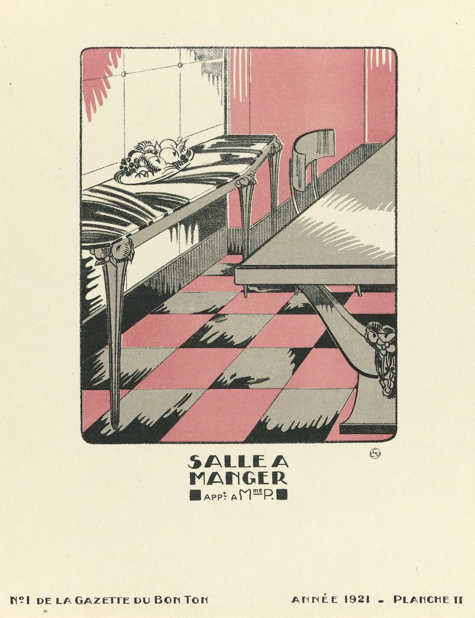 Publicité pour la "Salle a Manger", pub.1921 (impression sur pochoir) - French School