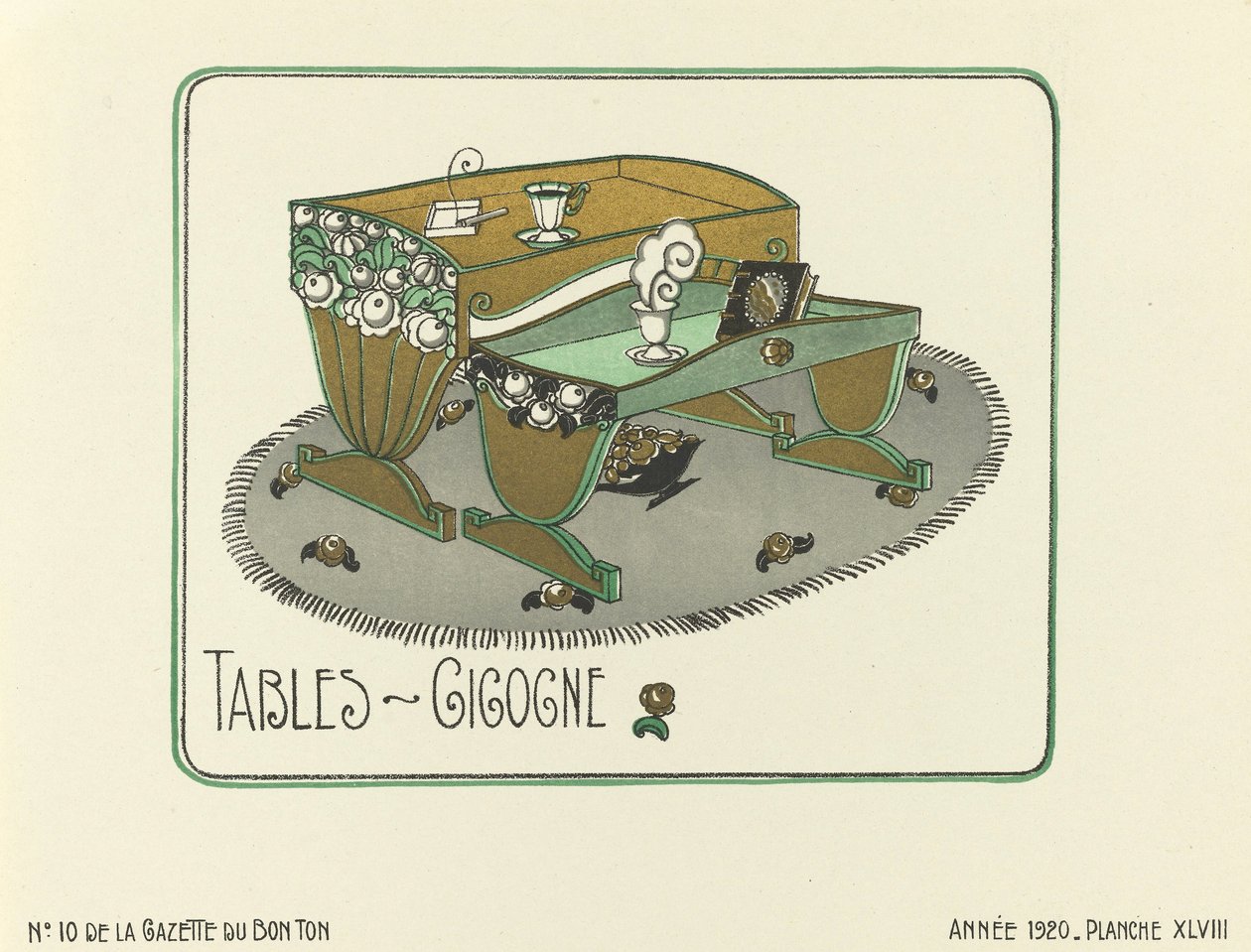 Advertisement for "Tables - Gigogne", pub.1920 (pochoir print) - French School