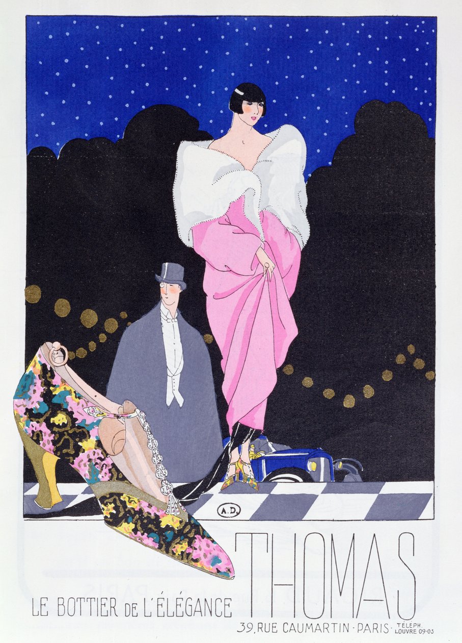 Publicité pour le cordonnier Thomas du magazine de mode Art-Gout-Beaute, 1924 - French School