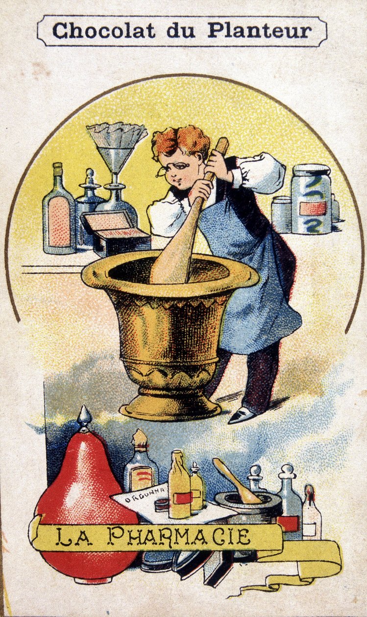 Carte postale publicitaire pour la chocolaterie du planteur - French School
