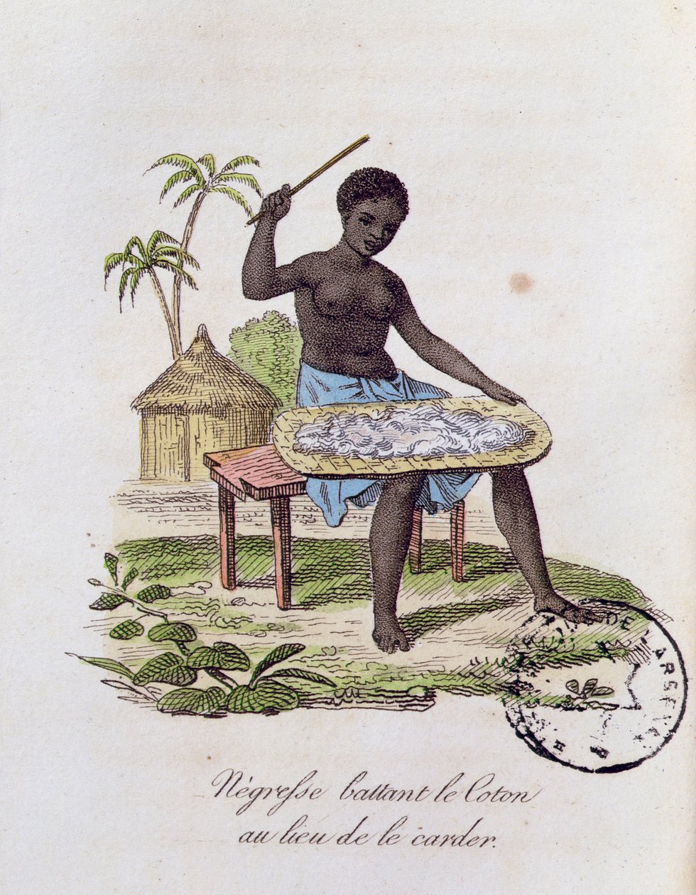 Femme africaine battant du coton - French School