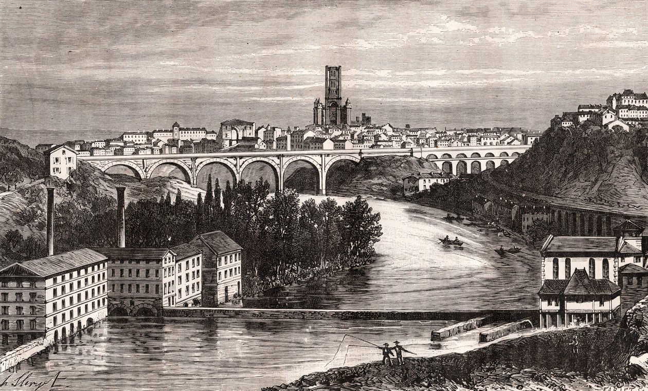 Albi - Languedoc-Roussillon-Midi-Pyrénées - gravure dans «La France illustrée: géographie, histoire, administration statistique» par V.A. Malt-Brown. 1884 - French School