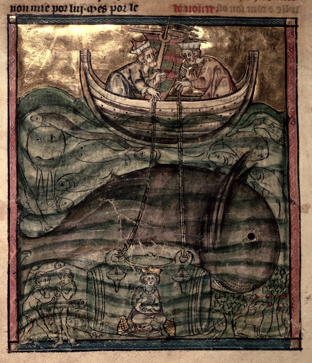 Alexandre le Grand descendu au fond de la mer dans une "cage" de verre, extrait de "L