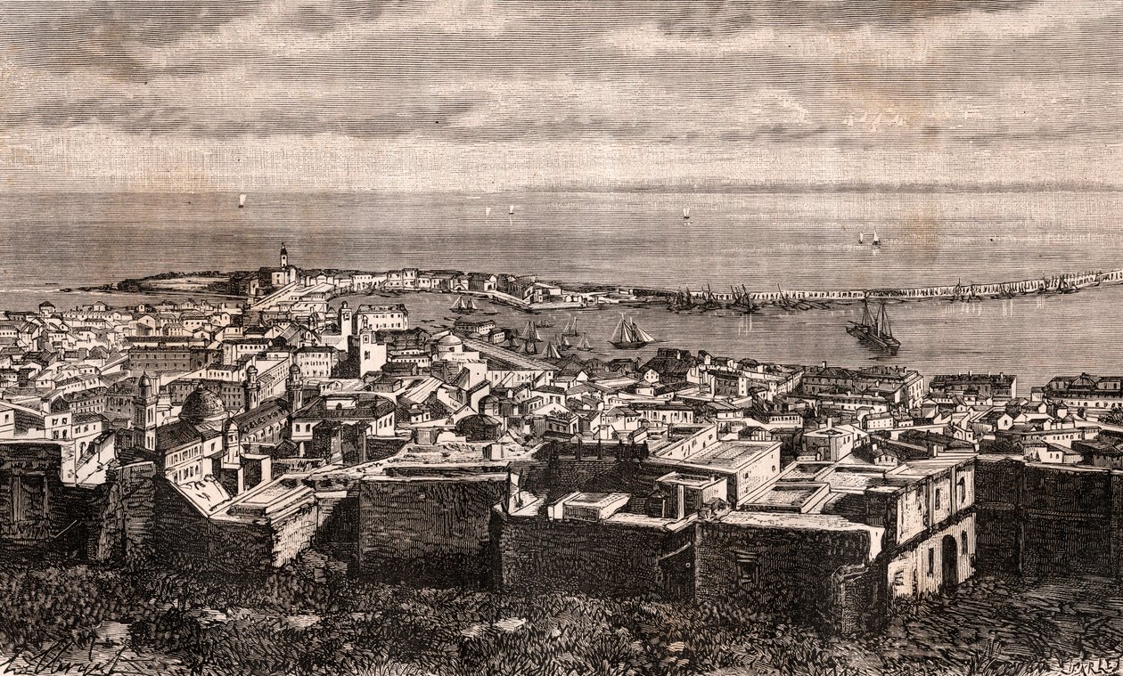 Alger - Algérie - gravure dans "La France illustrée: géographie, histoire, administration statistique" par V.A. Malte-Brun. 1884 - French School