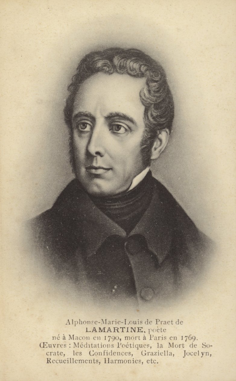 Alphonse de Lamartine (1790-1869), écrivain, poète et homme politique français (lithographie) - French School