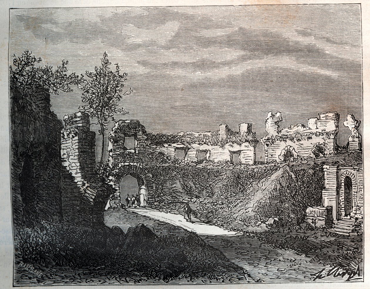 Amphithéâtre de Fréjus - gravure dans « La France illustrée : géographie, histoire, administration statistique » par V.A. Malt-Brown. 1884 - French School