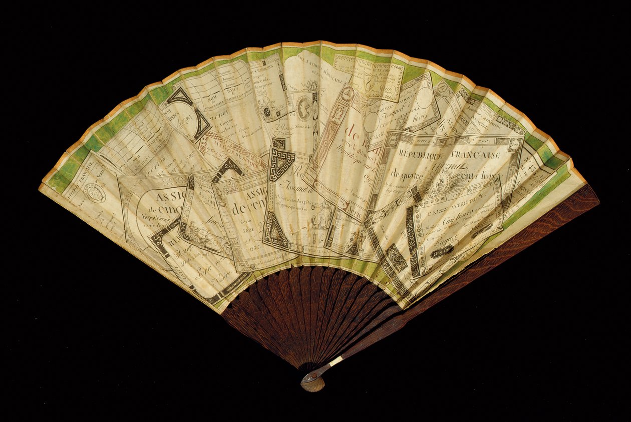 Un éventail Assignat, vers 1796 - French School