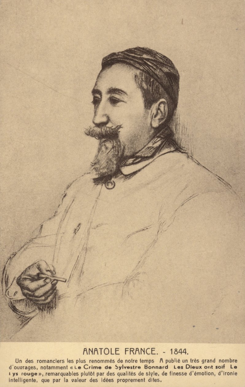 Anatole France (1844-1924), poète, journaliste et romancier français (lithographie) - French School