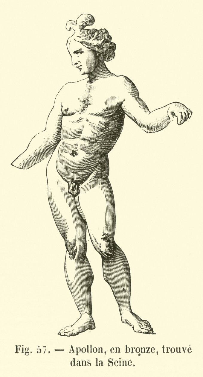 Apollon, en bronze, trouve dans la Seine (engraving) - French School