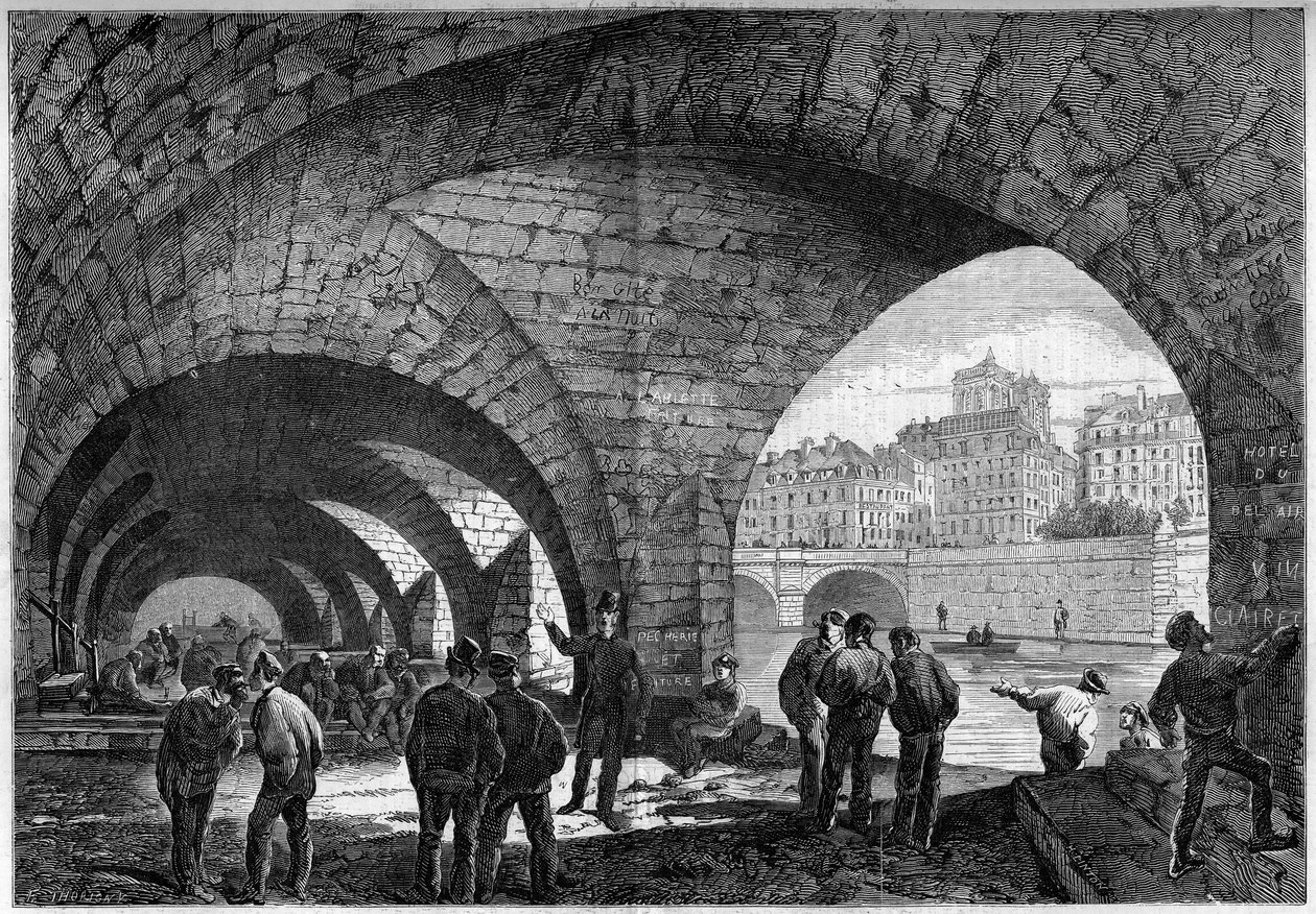 Architecture : vue de la voûte souterraine du Quai de Gesvres à Paris - French School