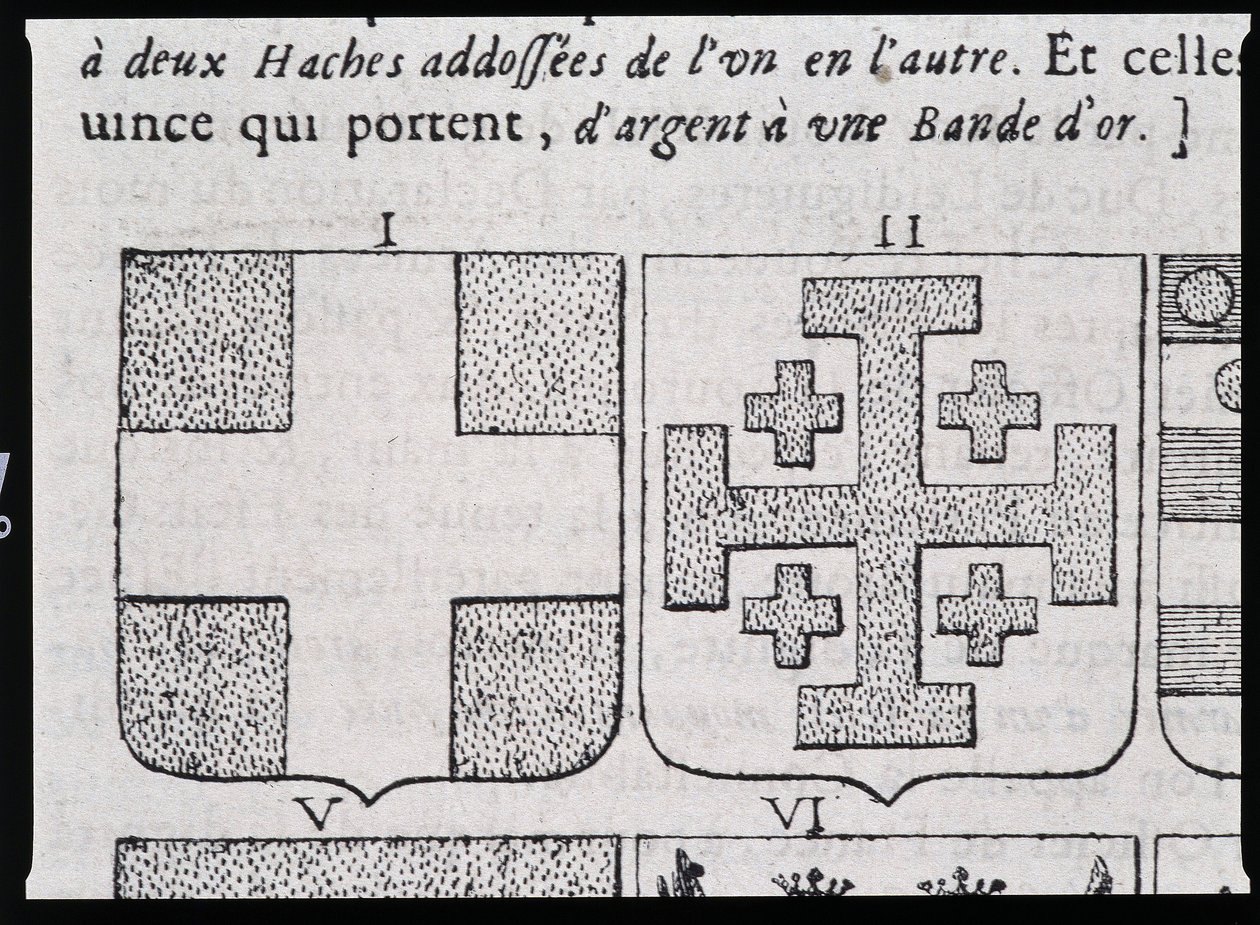Armes de Montmorency et Godefroy de Bouillon - dans "La vraye et parfaite science des armoiries ou l