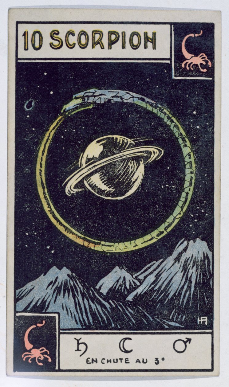 Carte de tarot astrologique représentant le Scorpion - French School