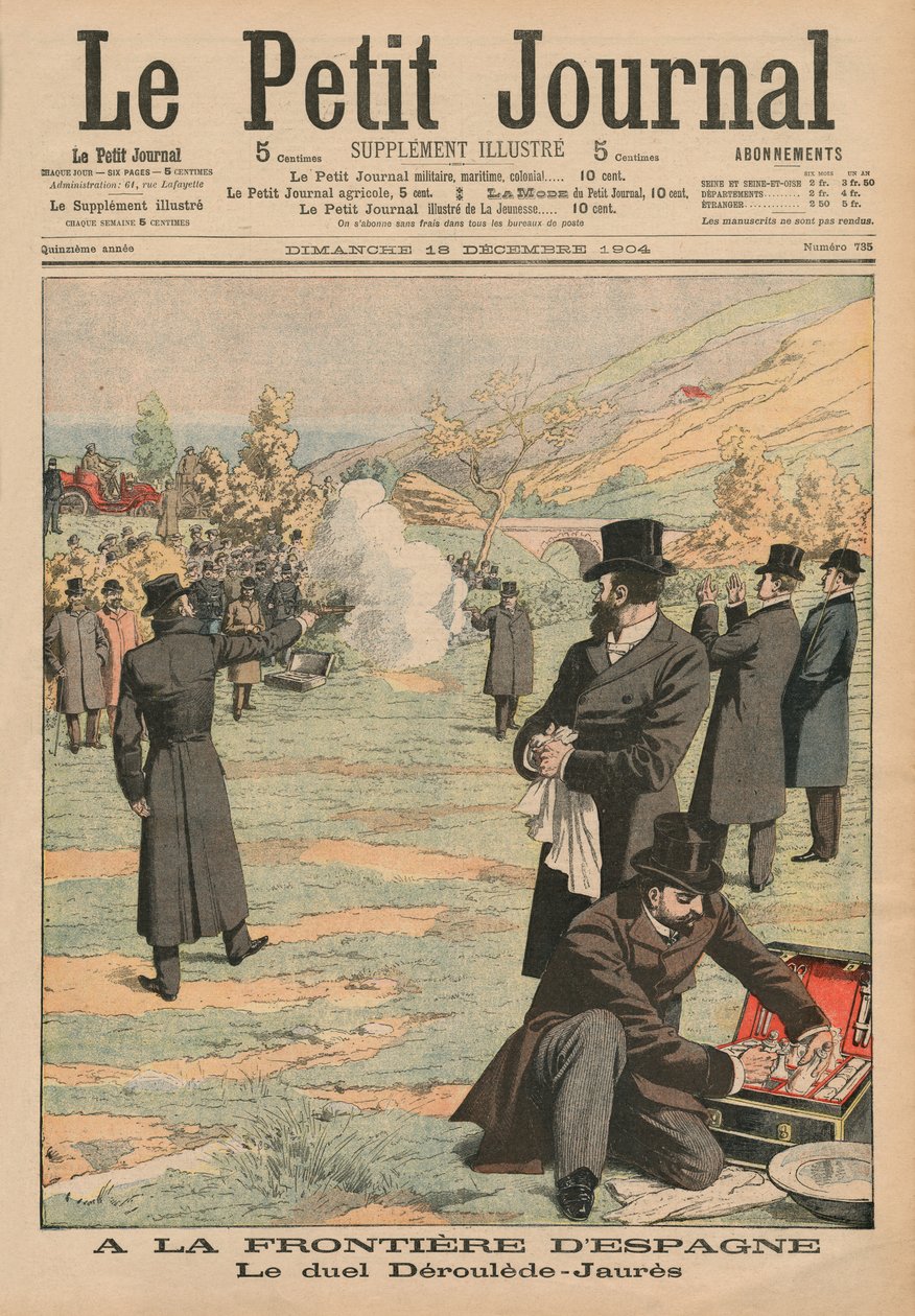 À la frontière espagnole, duel entre Paul Déroulède et Jean Jaurès, illustration du Petit Journal, Supplément illustré, 18 décembre 1904 - French School