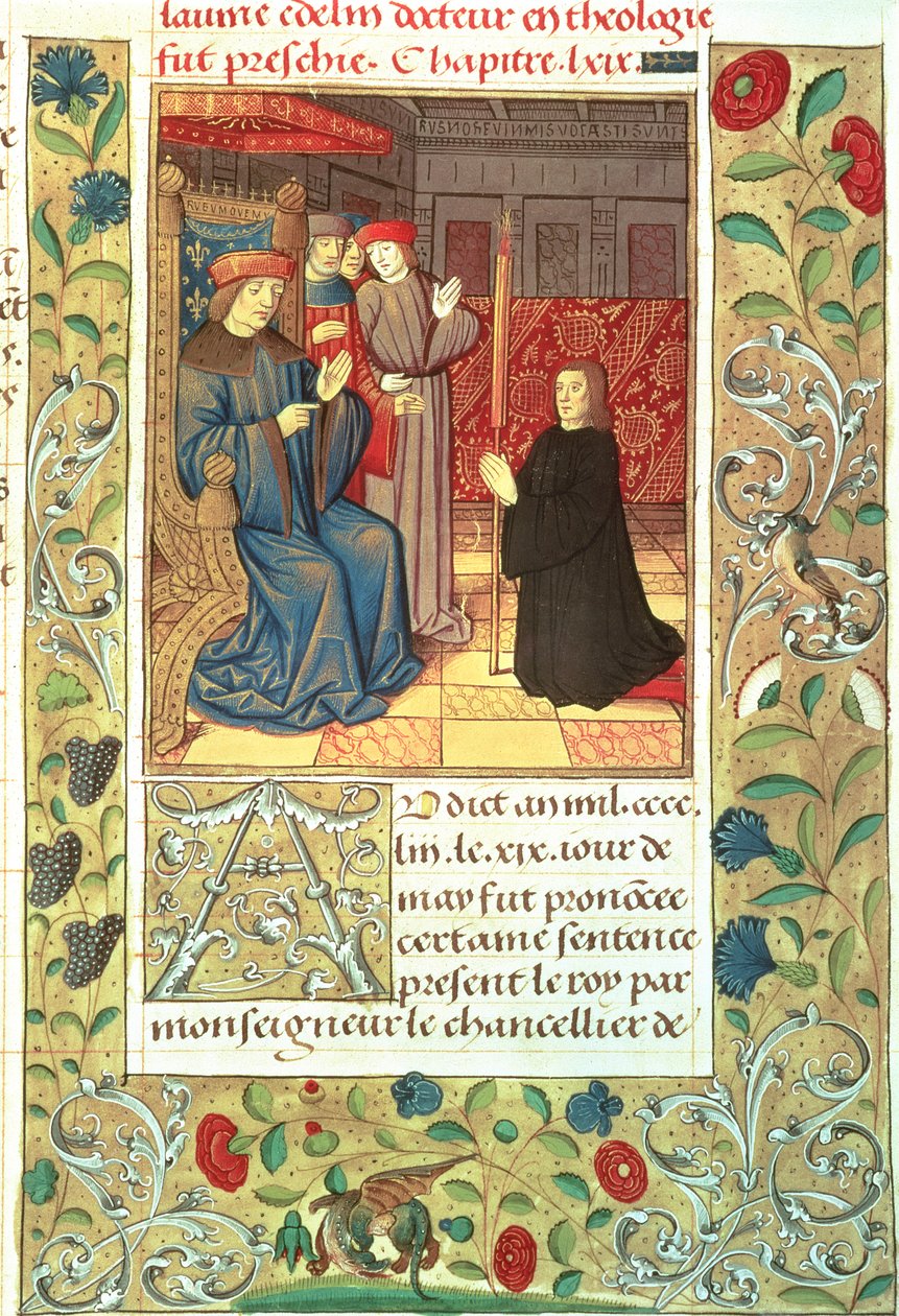 Atlas Ms Fr.2679 f.377 Jacques Cœur (c.1395-1456) devant Charles VII (1403-61) vers 1390-1453 - French School