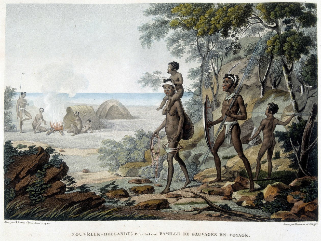 Famille aborigène australienne en voyage - French School