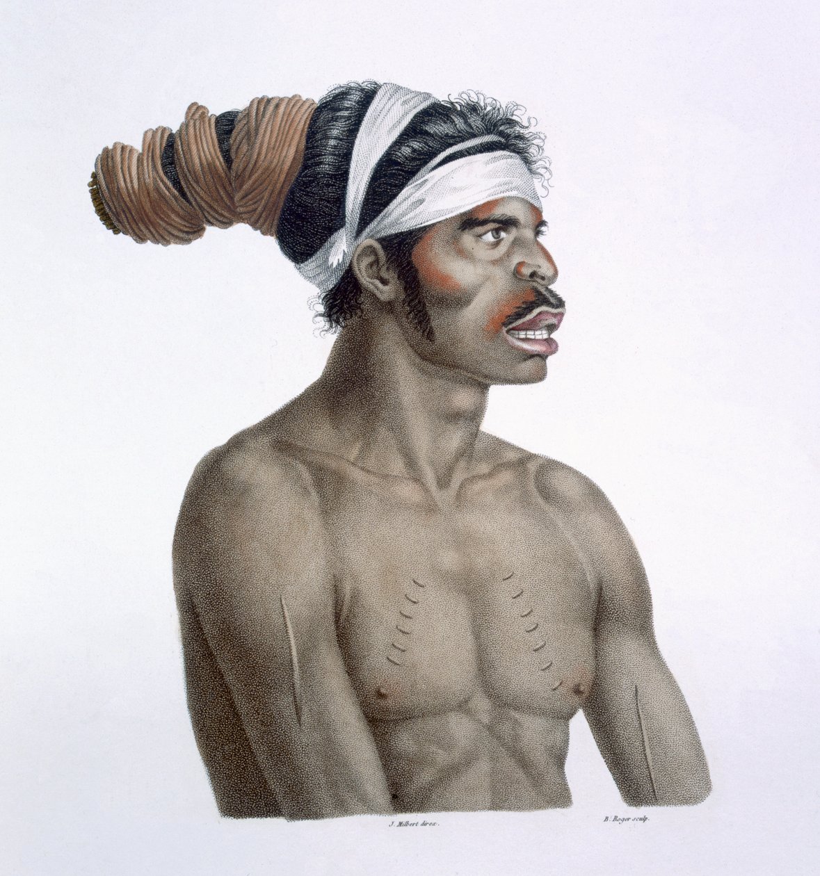Aborigène australien, un homme appelé Cour-rou-bari-gal, de New Holland, 1812 - French School