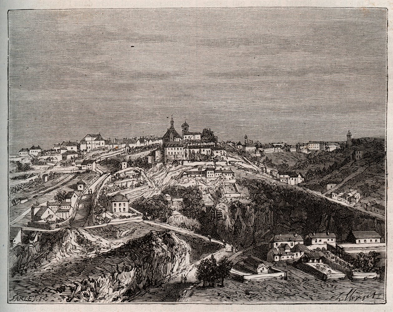Avallon - Bourgogne-Franche-Comté - gravure dans «La France illustrée: géographie, histoire, administration statistique» par V.A. Malt-Brown. 1884 - French School