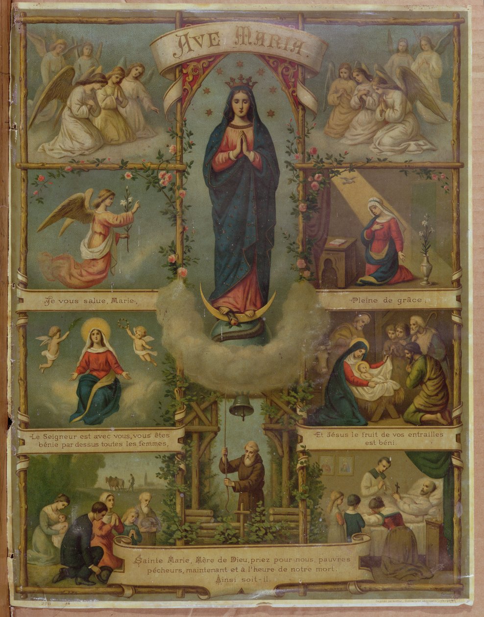 Carte de prière Ave Maria - French School