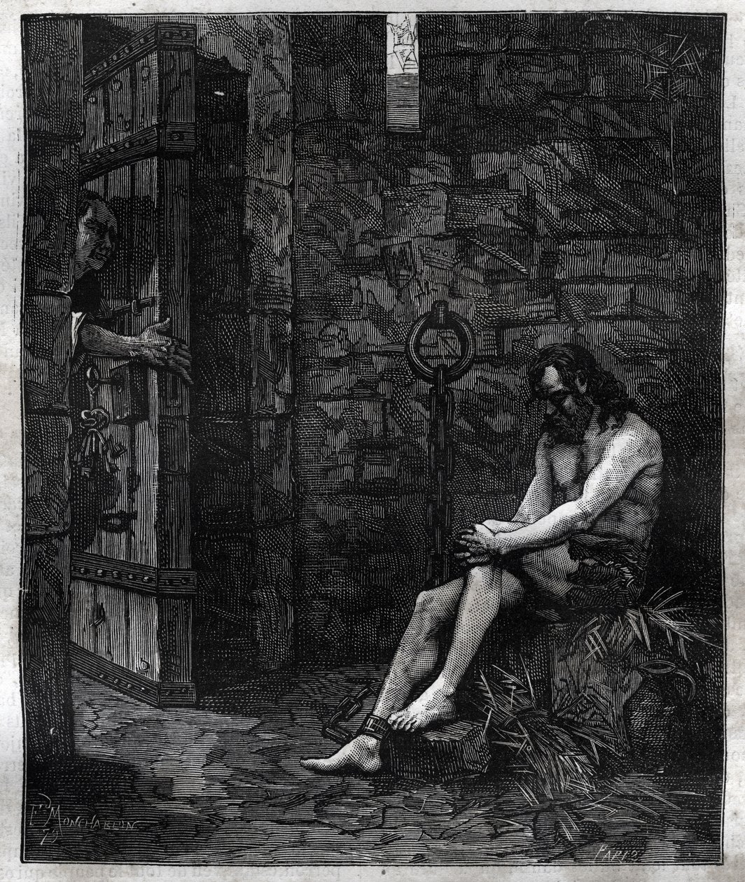 Balufeau emprisonné à la Bastille par Louis XIII - Louis XIII se contente de faire mettre Jacques Baloufeau, dit de Saint-Angel, à la Bastille - dans "Paris à travers les siècles" - French School