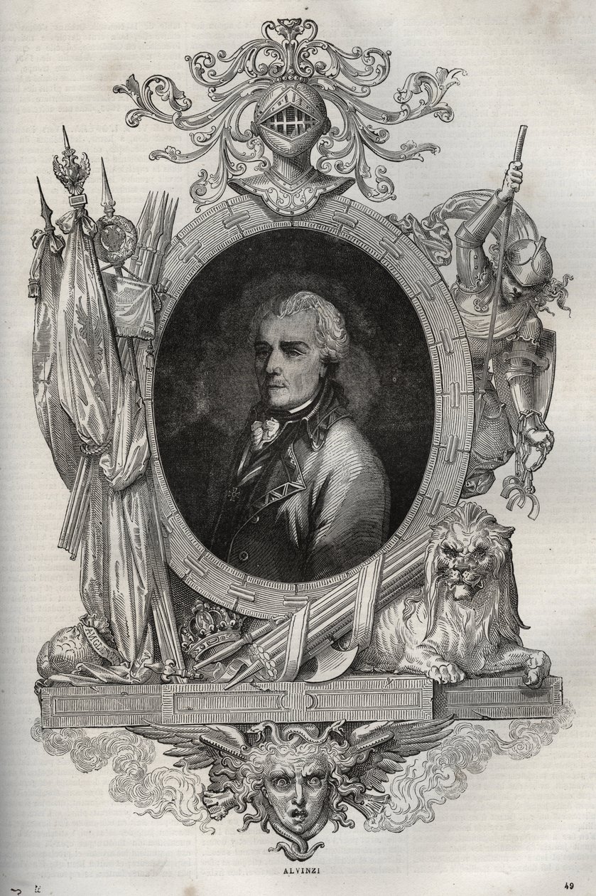 Baron Joseph Alvinczi (Alvinczy von Borberek) (1735-1810) général autrichien - Nouvelle Encyclopédie Nationale par Maurice La Charest - 1870 - French School