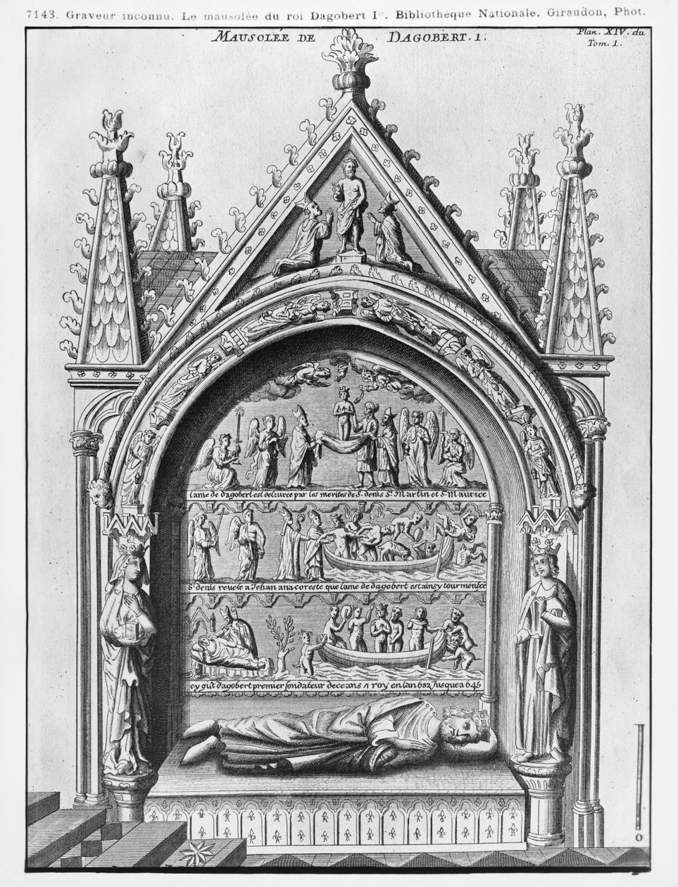 Basilique Saint-Denis, Mausolée de Dagobert I (605-39) Roi des Francs, restauré par Adolphe Victor Geoffroy-Dechaume (1816-92) en 1862 - French School