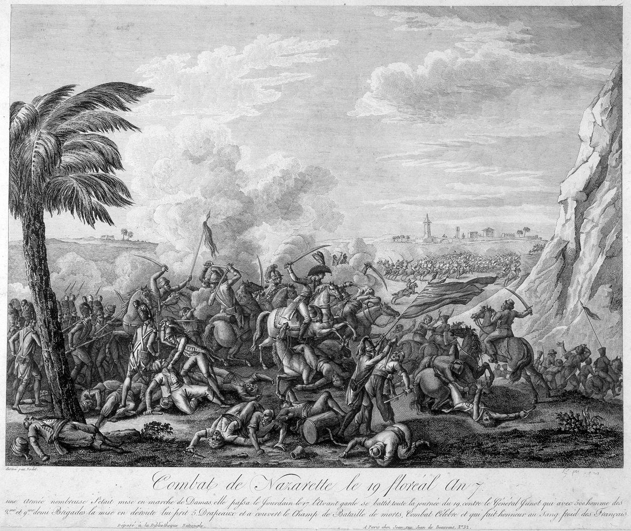 Bataille de Nazareth le 19 floréal an 7 (1799) sous le général Jean Andoche Junot (Jean-Andoche) (1771-1813) - dans "Révolution française" par Thiers. 19ème siècle - French School