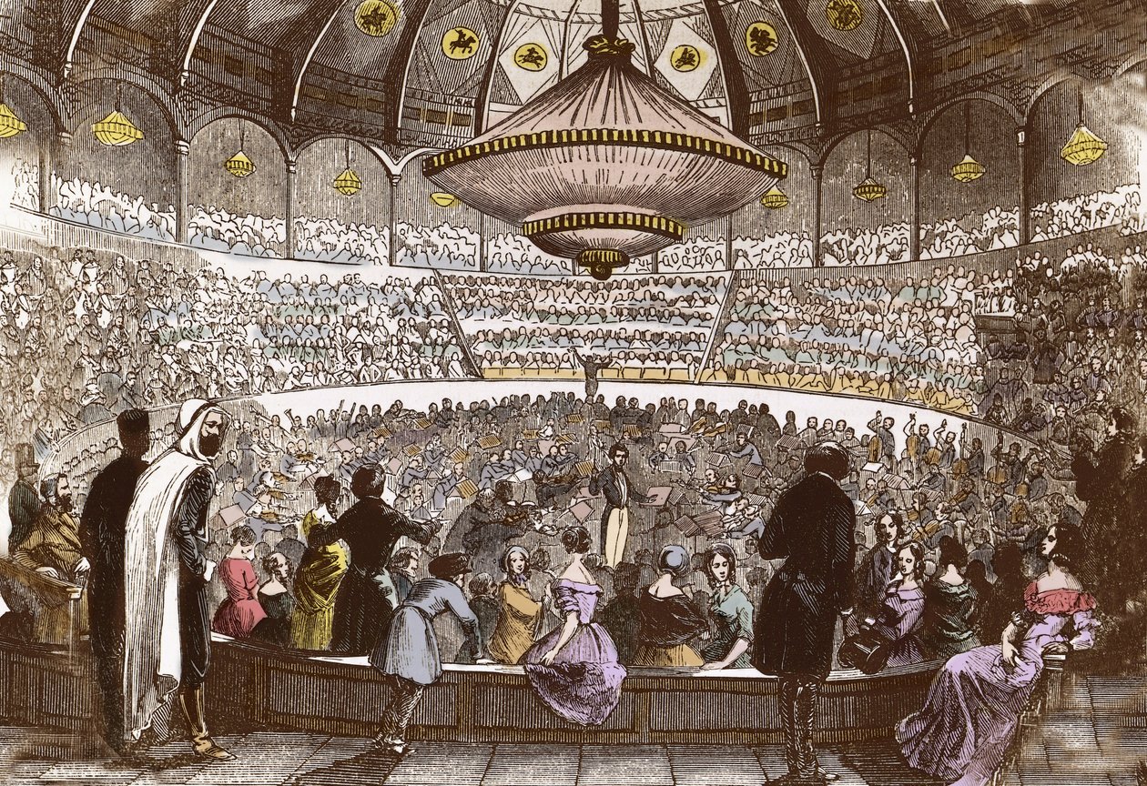 Berlioz dirige son concert le 19 janvier 1845 au Cirque Olympique à Paris - Hector Berlioz (1803-1869), dans la salle du Cirque Olympique des Champs-Élysées à Paris - French School
