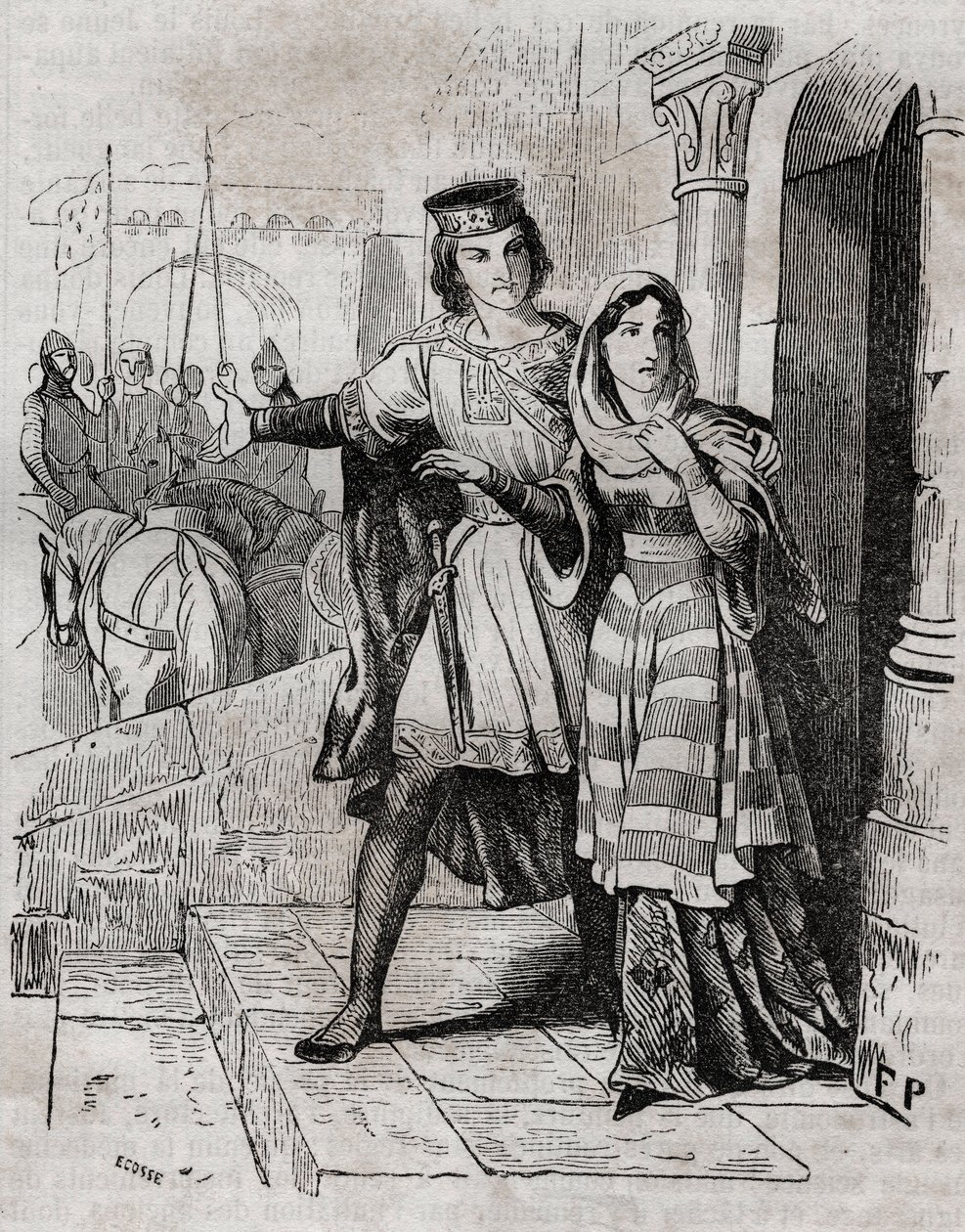 Bertrade de Montfort (1070-1117) reine de France avec Philippe Ier roi de France - dans "Histoire de France" par Anquetil. 19ème siècle - French School