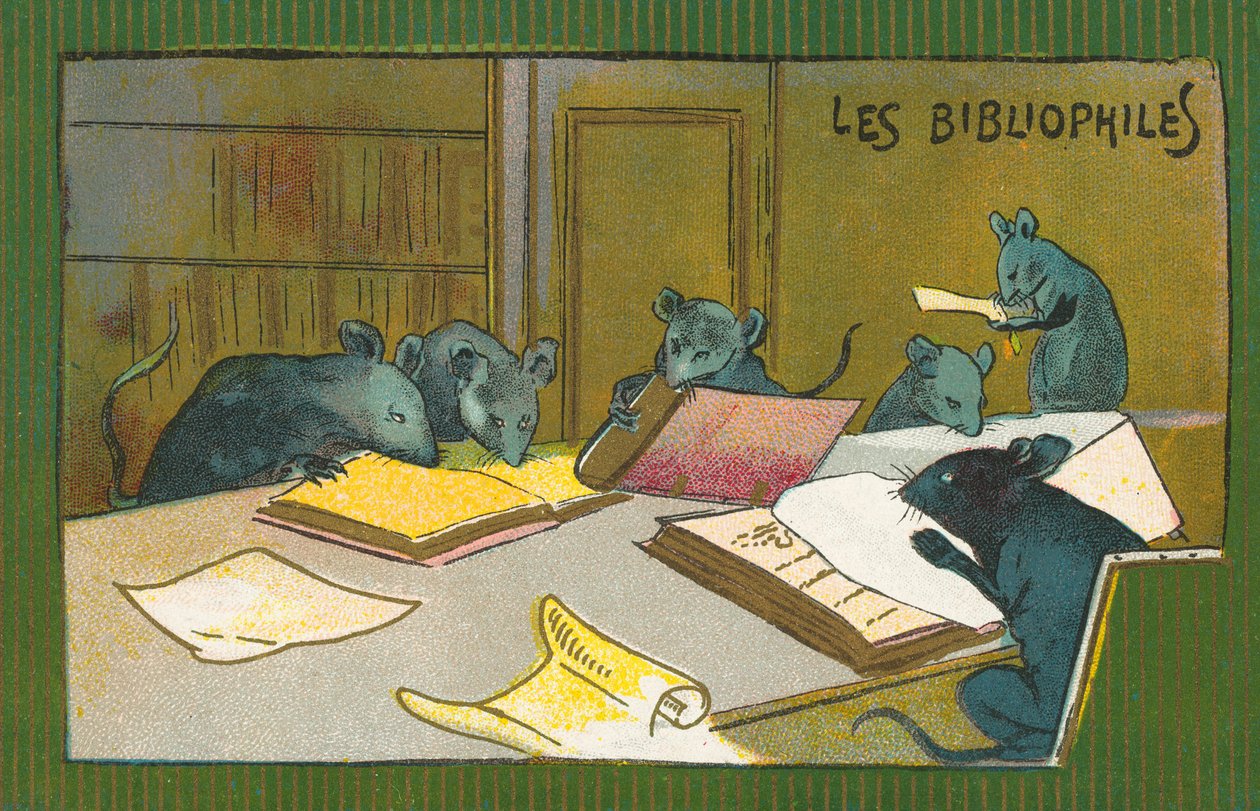 Rats bibliophiles (chromolitho) - French School
