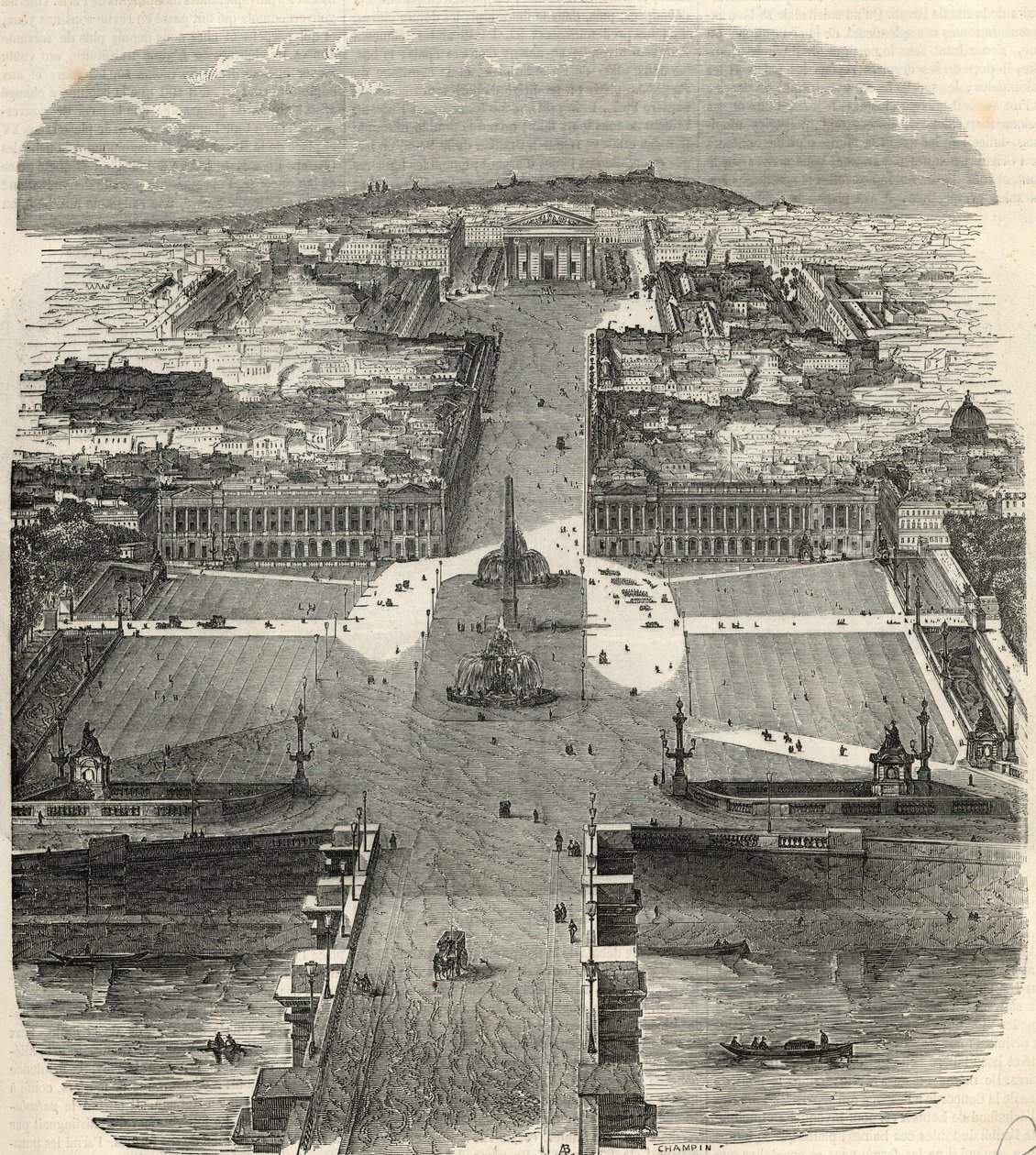 Vue aérienne de la Place de la Concorde, rue Royale avec l