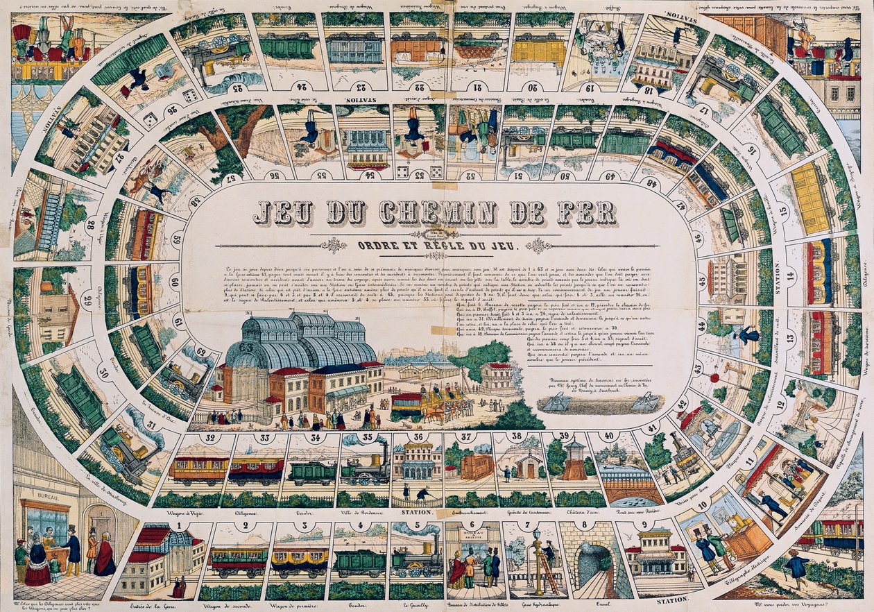 Plateau pour un jeu de chemin de fer, 1850 - French School