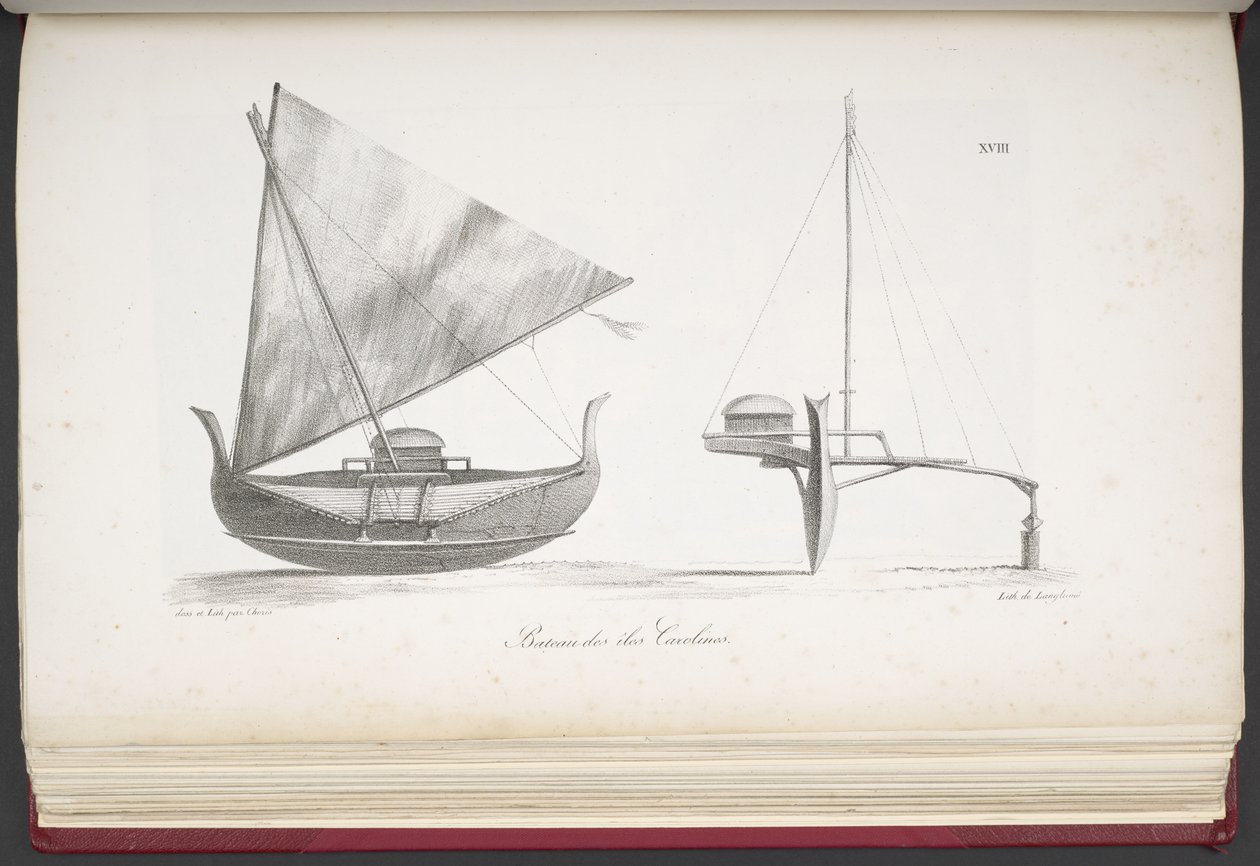 Bateau des îles Caroline, de Voyage pittoresque autour du monde, avec des portraits de sauvages d