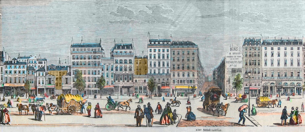 Boulevard Saint-Denis côté sud - Rue Saint Martin - Gravure dans « Tableau-de-Paris » par Edmond Texier 1852 - French School
