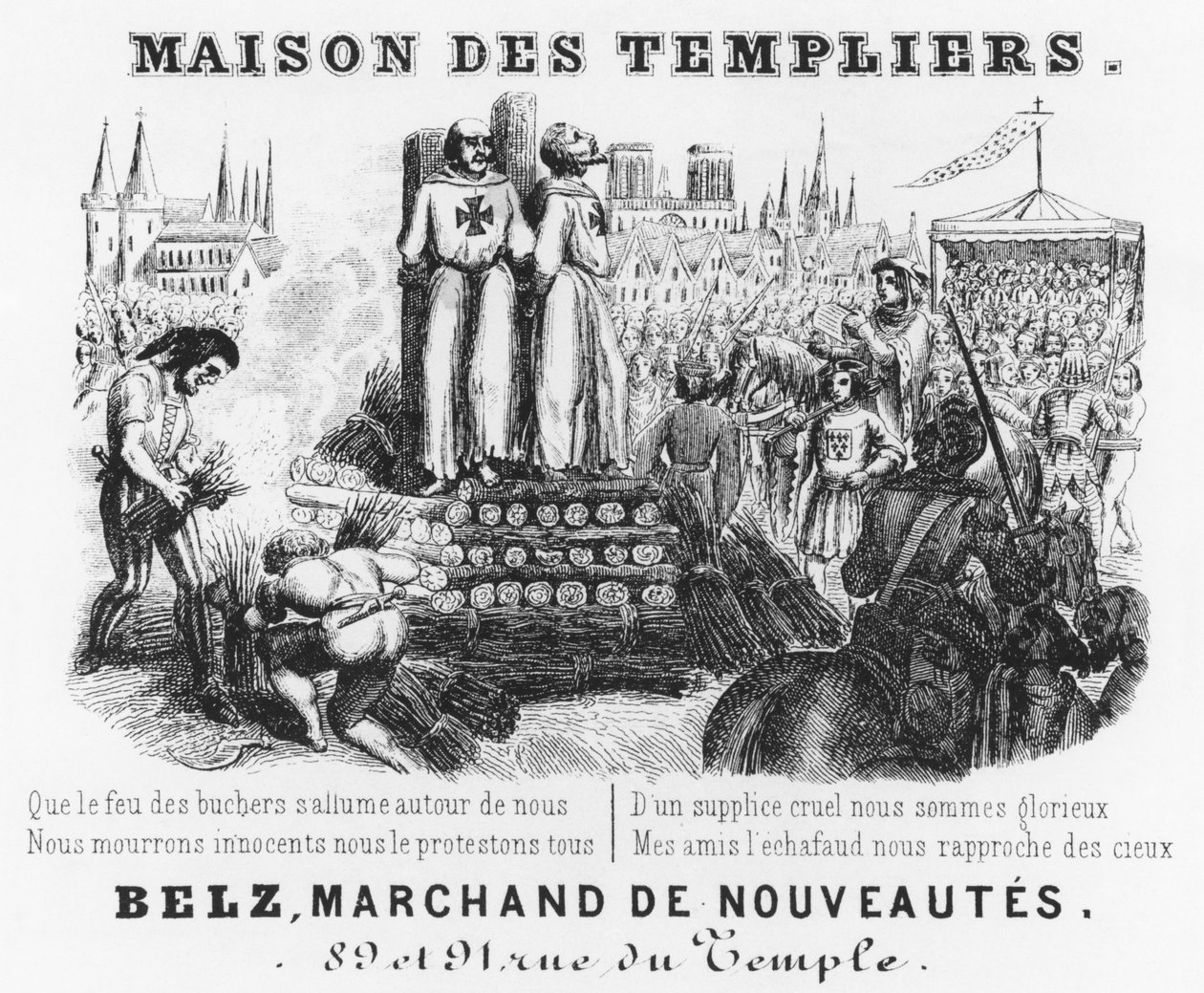 Brûlage des Templiers, en-tête de facture d