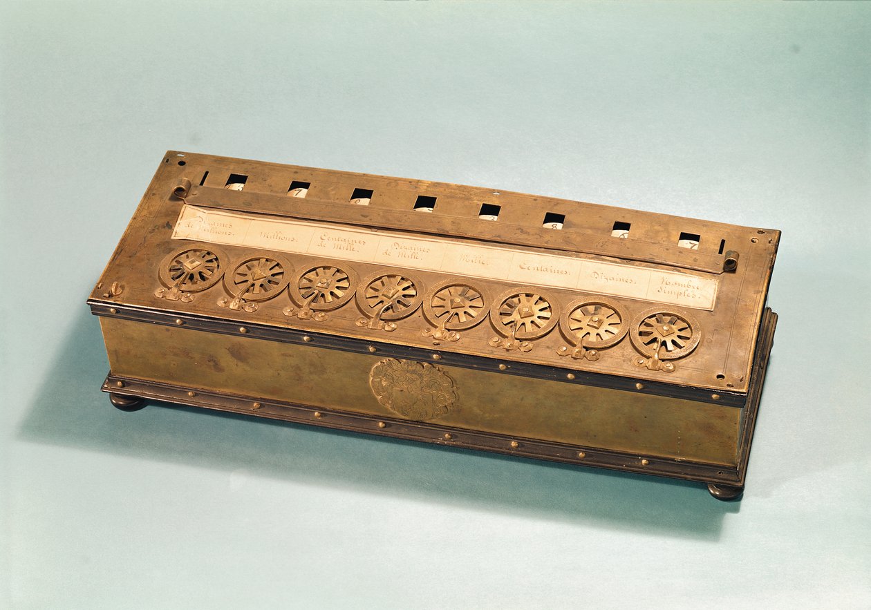 Machine à calculer inventée par Blaise Pascal (1623-62) - French School