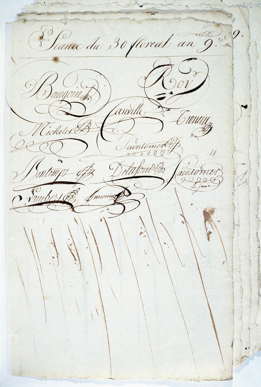 Calligraphie : feuille du registre de la Société Académique d