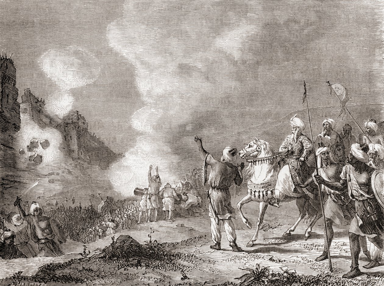 Des canons utilisés comme machines de siège par le sultan Abu Yaqub Yusuf lors du siège de Sijilmasa, Maroc en 1274, de 