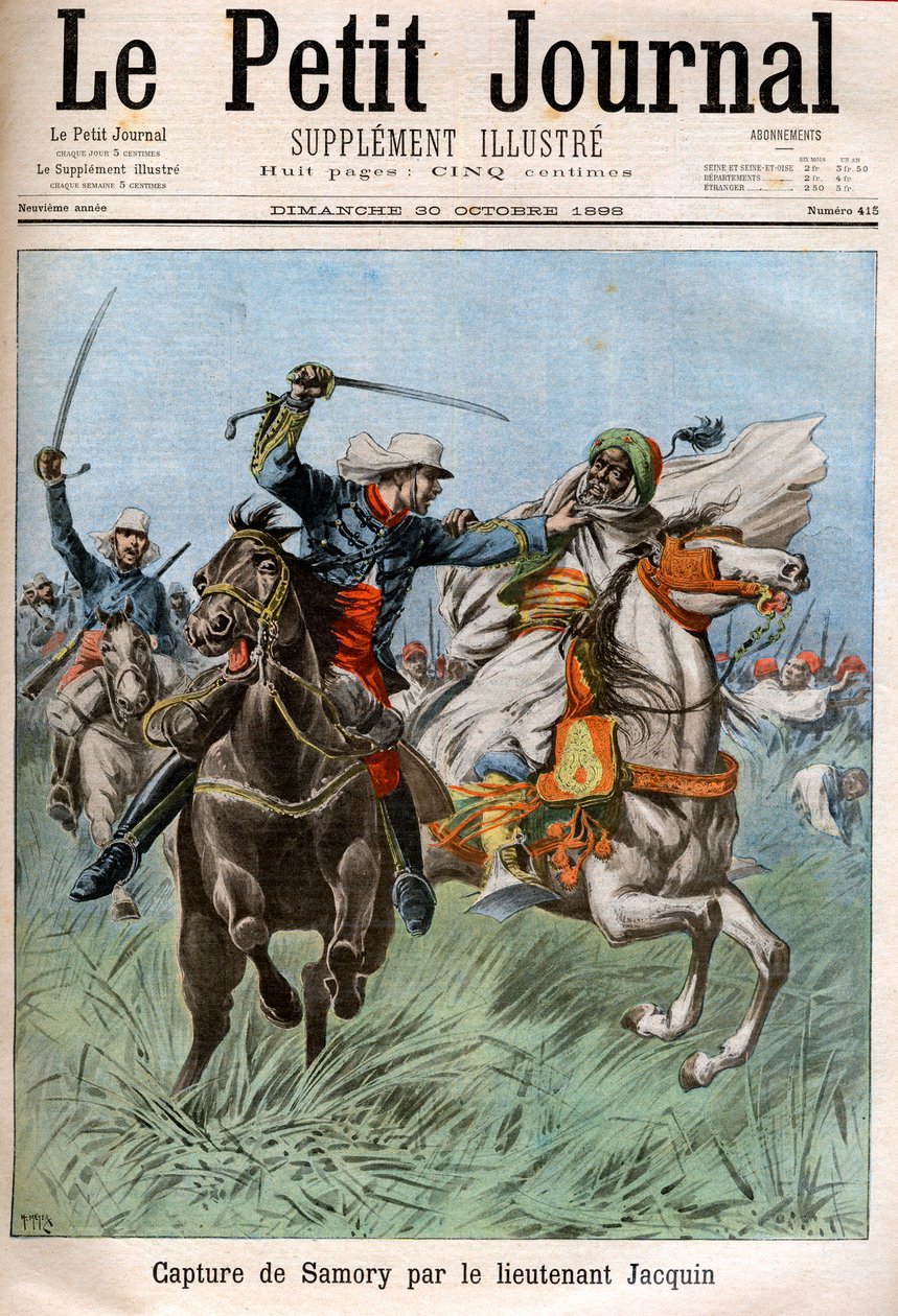 Capture de Samory Touré (vers 1830-1900), chef soudanais et opposant à la colonisation française en Afrique, par le capitaine Gouraud et le lieutenant Jacquin. - French School